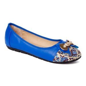 Women's Bow Buckle Ballet Flats, B-2293, Royal